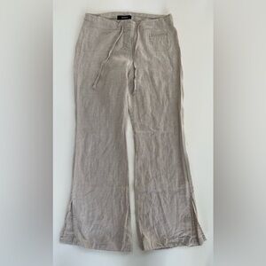 Express Women's Cream 100% Linen Flare Leg Pants Trousers Size 5/6